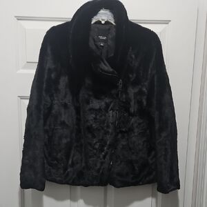 Simply Vera Wang Black Faux Fur Coat